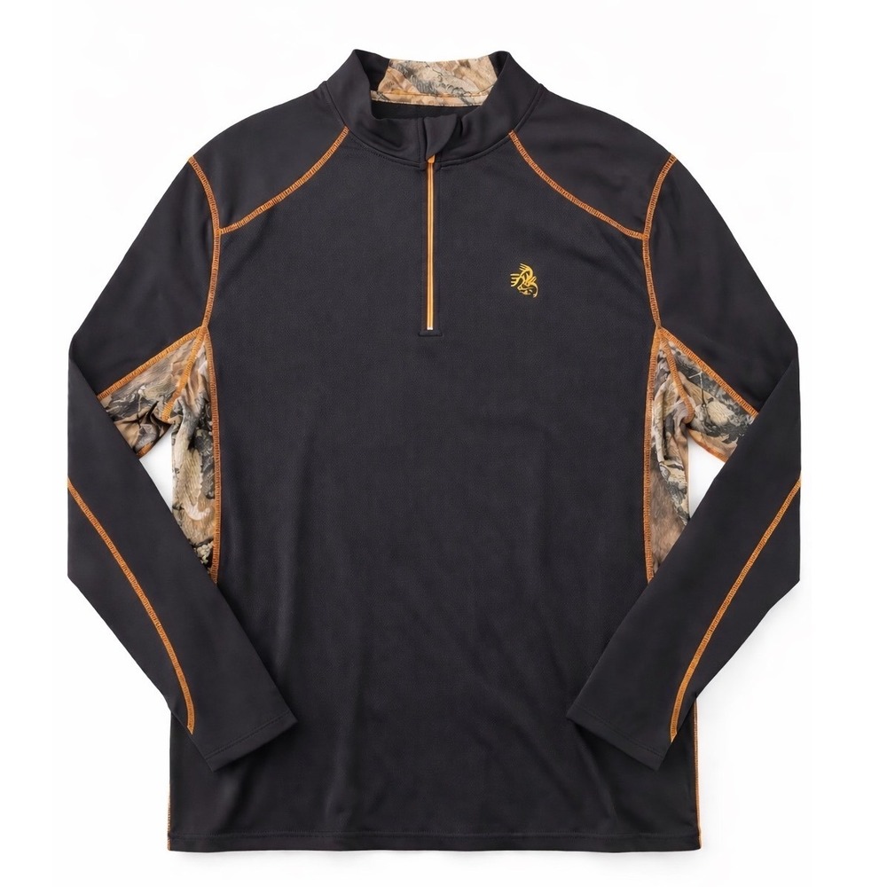 Legendary Whitetails 1/4 Zip Performance Mens Black Camo Hunting Base‎ Layer XL
